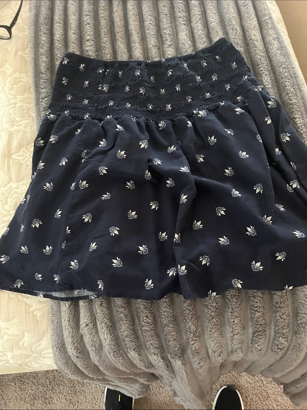 Old Navy Navy Mini Skirt with White Floral Print